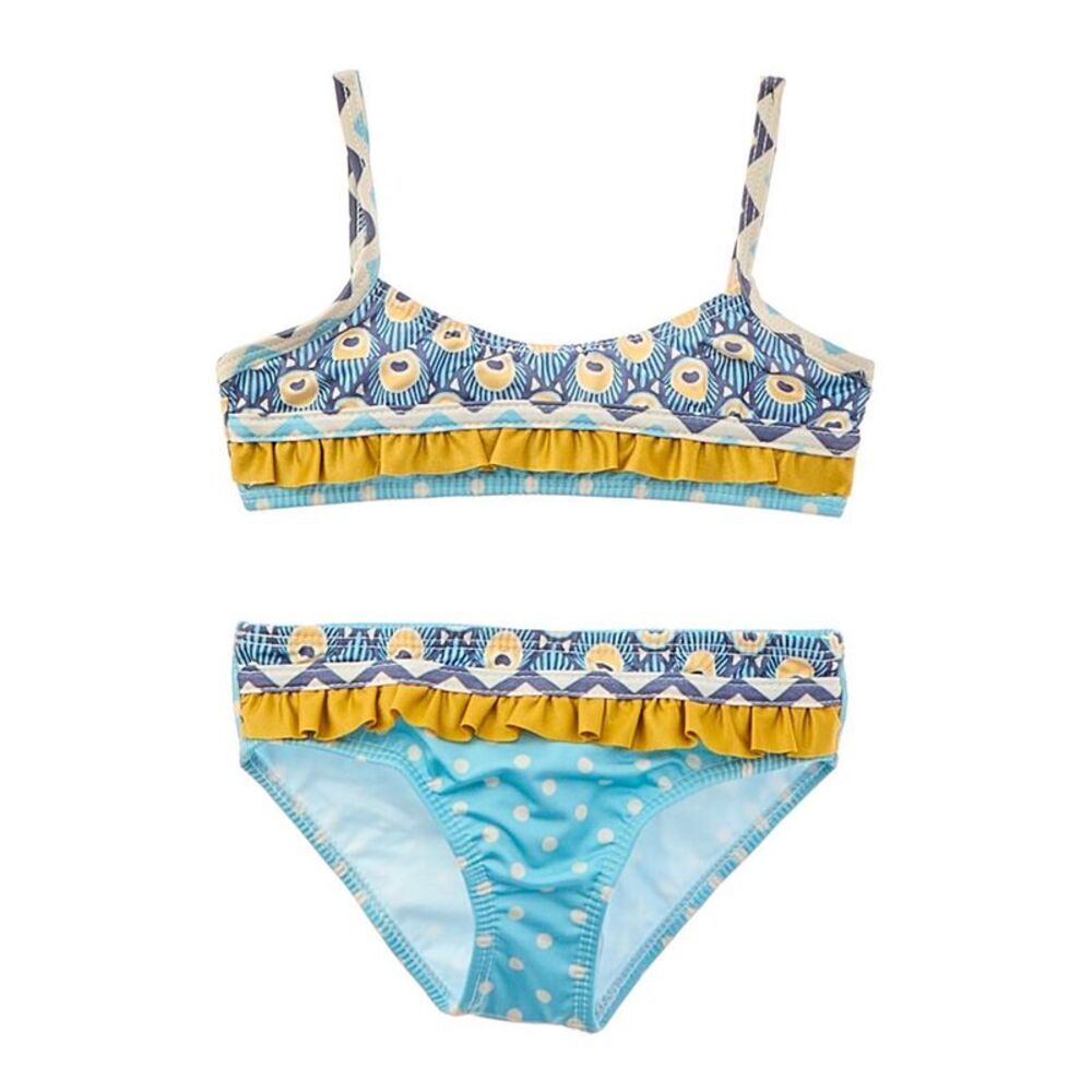 Azul Swimwear Girls  Touch Of Gold Bandeau Bikini, Blue